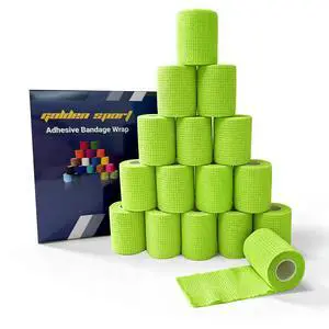 16 Rolls Self Adhesive Bandage, Green, 2" x 5 Yards, Non-Woven | Athletic Tape, Elastic Cohesive Bandage Wrap, Breathable Self Adherent for Stretch Athletic, Wrist, Ankle, Sports & Vet Wrap 16 Rolls Self Adhesive Bandage, Green, 2" x 5 Yards, Non-Woven | Athletic Tape, Elastic Cohesive Bandage Wrap, Breathable Self Adherent for Stretch Athletic, Wrist, Ankle, Sports & Vet Wrap