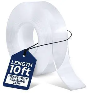 Double Sided Mounting Tape Roll, Clear Nano Tape, 1"x120" (10 ft) Strong Reusable Adhesive for Wall, Shelves, Picture Hanging, Posters, Décor, Crafts, DIY Projects, Custom Lengths Double Sided Mounting Tape Roll, Clear Nano Tape, 1"x120" (10 ft) Strong Reusable Adhesive for Wall, Shelves, Picture Hanging, Posters, Décor, Crafts, DIY Projects, Custom Lengths