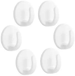 6 Pcs Adhesive Plastic Hooks - Small Wall Hooks for Hanging, Drill-Free, Seamless - Kitchen Bathroom - 44 * 44 * 25 mm, White (for 2.5 LB) 6 Pcs Adhesive Plastic Hooks - Small Wall Hooks for Hanging, Drill-Free, Seamless - Kitchen Bathroom - 44 * 44 * 25 mm, White (for 2.5 LB)