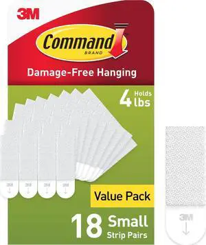 Small (5 lb) Picture Hanging Strips, 18 Pairs (36 Strips) | White Picture Hanging Strips, Damage-Free Wall Hangers for Frames, No Tools Required, Ideal for Decorating Apartments, Dorms Small (5 lb) Picture Hanging Strips, 18 Pairs (36 Strips) | White Picture Hanging Strips, Damage-Free Wall Hangers for Frames, No Tools Required, Ideal for Decorating Apartments, Dorms