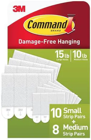 10 & 5 lb Assorted Picture Hanging Strips, 18 Pairs (36 Strips) | White Picture Hanging Strips, Damage-Free Wall Hangers for Frames, No Tools Required, Ideal for Decorating Apartments, Dorms 10 & 5 lb Assorted Picture Hanging Strips, 18 Pairs (36 Strips) | White Picture Hanging Strips, Damage-Free Wall Hangers for Frames, No Tools Required, Ideal for Decorating Apartments, Dorms