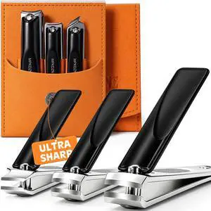Nail Clippers Set, Fingernail and Toenail Clipper Cutters Kit | Ultra Sharp All-IN-ONE Kit: 15% Thicker Premium Sturdy Podiatrist Toe Nail Care Tools. Perfect Grooming Gifts with Case Nail Clippers Set, Fingernail and Toenail Clipper Cutters Kit | Ultra Sharp All-IN-ONE Kit: 15% Thicker Premium Sturdy Podiatrist Toe Nail Care Tools. Perfect Grooming Gifts with Case