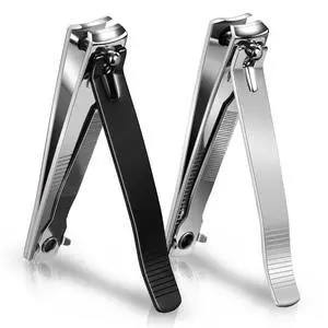 Large Nail Clippers 2-Pack for Fingernails & Toenails, Black/Silver | Sharp Stainless Steel Nail Clippers with Built-in Nail File, Manicure Pedicure Tools for Men and Women Large Nail Clippers 2-Pack for Fingernails & Toenails, Black/Silver | Sharp Stainless Steel Nail Clippers with Built-in Nail File, Manicure Pedicure Tools for Men and Women