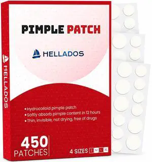 Hellados 450 Pimple Patches For Face, 4 Size Acne Patches, Hydrocolloid Zit Patches, Blemish Patches, Spot Stickers with Tea Tree Oil and Calendula Oil Hellados 450 Pimple Patches For Face, 4 Size Acne Patches, Hydrocolloid Zit Patches, Blemish Patches, Spot Stickers with Tea Tree Oil and Calendula Oil
