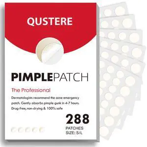 QUSTERE Pimple Patches for Face, Hydrocolloid Acne Patches, Cute Round Shape Zit Covers, Spot Stickers with Tea Tree, Salicylic Acid & Cica Oil| 2 Sizes (9mm, 12mm) |288 Count QUSTERE Pimple Patches for Face, Hydrocolloid Acne Patches, Cute Round Shape Zit Covers, Spot Stickers with Tea Tree, Salicylic Acid & Cica Oil| 2 Sizes (9mm, 12mm) |288 Count
