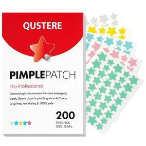 QUSTERE Pimple Patches for Face, Hydrocolloid Acne Patches, Cute Star Zit Covers, Colorful Spot Stickers with Tea Tree, Salicylic Acid & Cica Oil| 3 Sizes (10mm, 12mm & 14mm) |200 Count QUSTERE Pimple Patches for Face, Hydrocolloid Acne Patches, Cute Star Zit Covers, Colorful Spot Stickers with Tea Tree, Salicylic Acid & Cica Oil| 3 Sizes (10mm, 12mm & 14mm) |200 Count