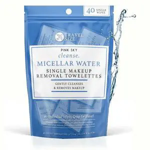 Pink Sky Micellar Water Makeup Remover Wipes - 40 Individually Wrapped Facial Cleansing Towelettes, Ultra Soft Face Wipes for Gentle Makeup Removal, Travel-Friendly & Hydrating Skincare Pink Sky Micellar Water Makeup Remover Wipes - 40 Individually Wrapped Facial Cleansing Towelettes, Ultra Soft Face Wipes for Gentle Makeup Removal, Travel-Friendly & Hydrating Skincare