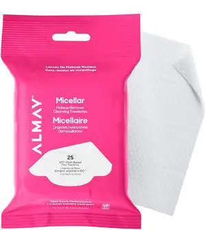 Almay Micellar Makeup Remover Cleansing Towelettes, 25 Count | Micellar towelettes remove makeup, dirt, and oil easily and effectively. Skin feels fresh and moisturized. Almay Micellar Makeup Remover Cleansing Towelettes, 25 Count | Micellar towelettes remove makeup, dirt, and oil easily and effectively. Skin feels fresh and moisturized.