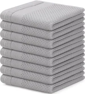 Homaxy 100% Cotton Dish Cloths, 8 Pack - 12 x 12 Inches, Light Grey | Waffle Weave Super Soft and Absorbent Dish Towels Quick Drying Dishcloths, 12 x 12 Inches Homaxy 100% Cotton Dish Cloths, 8 Pack - 12 x 12 Inches, Light Grey | Waffle Weave Super Soft and Absorbent Dish Towels Quick Drying Dishcloths, 12 x 12 Inches