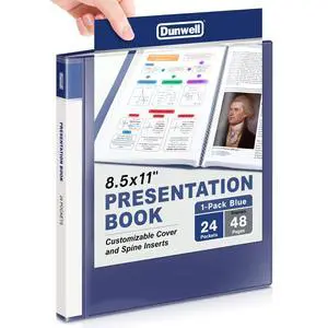 Dunwell Presentation Binder 24-Pocket, Displays 48 Pages, 8.5x11 Portfolio Binder with Plastic Sleeves, Storage and Organizer for Documents, Certificates, Projects, Photos (Blue) Dunwell Presentation Binder 24-Pocket, Displays 48 Pages, 8.5x11 Portfolio Binder with Plastic Sleeves, Storage and Organizer for Documents, Certificates, Projects, Photos (Blue)