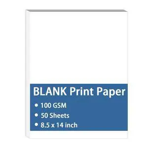 Blank Print Paper - 8.5" x 14" (216 x 355.6 mm) 50Sheets/100Pages Blank Loose-Leaf Papers, 28lb Bond / 70lb Text (105 gsm) Printer Paper, Legal Size Great for Copy, Printing, Writing Blank Print Paper - 8.5" x 14" (216 x 355.6 mm) 50Sheets/100Pages Blank Loose-Leaf Papers, 28lb Bond / 70lb Text (105 gsm) Printer Paper, Legal Size Great for Copy, Printing, Writing