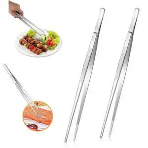 2Pcs Stainless Steel Kitchen Tweezers, 12-Inch Culinary Fine Tweezer Tongs Food Tongs for Cooking Tongs with Precision Serrated Tips for Surgical & Sea Food (12-Inch/2Pcs) 2Pcs Stainless Steel Kitchen Tweezers, 12-Inch Culinary Fine Tweezer Tongs Food Tongs for Cooking Tongs with Precision Serrated Tips for Surgical & Sea Food (12-Inch/2Pcs)