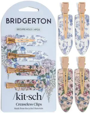 Bridgerton x Kitsch Creaseless Hair Clips for Women - Toile in Bloom, 4pcs | No Crease, No Bend Hair Clips for Styling, Bangs, Makeup Application, Face Wash Recycled Acrylic Hair Accessories Bridgerton x Kitsch Creaseless Hair Clips for Women - Toile in Bloom, 4pcs | No Crease, No Bend Hair Clips for Styling, Bangs, Makeup Application, Face Wash Recycled Acrylic Hair Accessories
