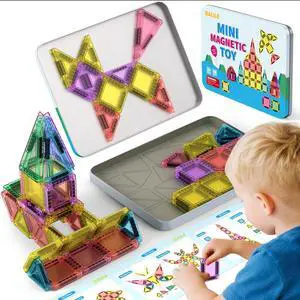 46PCS Mini Magnetic Tiles, for Kids, Portable Magnetic Toys Travel Set with Iron Case for Kids Ages 4-8,Creativity Boosting Building Toys Set,Toddler Puzzle for Boys and Girls Ages 3+ 46PCS Mini Magnetic Tiles, for Kids, Portable Magnetic Toys Travel Set with Iron Case for Kids Ages 4-8,Creativity Boosting Building Toys Set,Toddler Puzzle for Boys and Girls Ages 3+