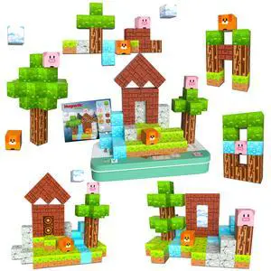 Magnetic Blocks Minecraft-Style Magnetic Building Blocks Cubes - 35PCS Tin Box Magnet Toys Travel Set STEM Educational for Kids Ages 4-8 6-8 8-12 Year Old Boys Girls Birthday Christmas Magnetic Blocks Minecraft-Style Magnetic Building Blocks Cubes - 35PCS Tin Box Magnet Toys Travel Set STEM Educational for Kids Ages 4-8 6-8 8-12 Year Old Boys Girls Birthday Christmas