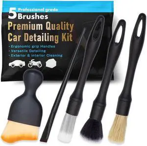 Yours Car Detailing Brush Kit, Interior & Exterior Car Cleaning Brush Set, Auto Detailing Tools for Interior Cleaner, 5 Pack, Black Yours Car Detailing Brush Kit, Interior & Exterior Car Cleaning Brush Set, Auto Detailing Tools for Interior Cleaner, 5 Pack, Black