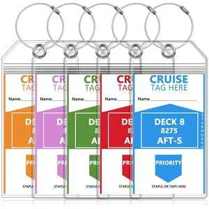 5 Pack Luggage Tag for Cruise Essentials Must Haves for NCL, Princess, Carnival Cruise Luggage Tag Holder (3.7 x 7.6 inches) 5 Pack Luggage Tag for Cruise Essentials Must Haves for NCL, Princess, Carnival Cruise Luggage Tag Holder (3.7 x 7.6 inches)