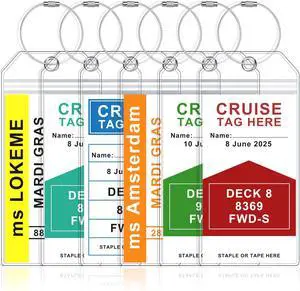 6 Pack Cruise Luggage Tag Holder for Carnival, Princess,NCL,MSC Ships | Clear Waterproof Plastic Luggage Tags for Cruise Ships Cruise Essentials 2026 Must Haves with Steel Loops 6 Pack Cruise Luggage Tag Holder for Carnival, Princess,NCL,MSC Ships | Clear Waterproof Plastic Luggage Tags for Cruise Ships Cruise Essentials 2026 Must Haves with Steel Loops