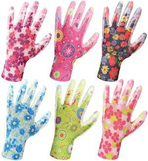 6 Pairs Gardening Gloves - 6 Pairs Gardening Gloves for Women Garden Gloves with Super Grip Breathable Rubber Coated Garden Gloves(3 colors) 6 Pairs Gardening Gloves - 6 Pairs Gardening Gloves for Women Garden Gloves with Super Grip Breathable Rubber Coated Garden Gloves(3 colors)