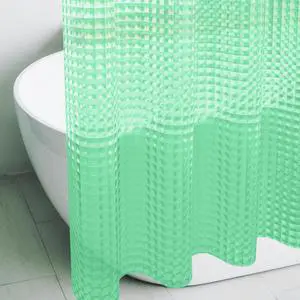 Green 3D Crystal Plastic Shower Curtain Liner, 72x72 Inch Thin Lightweight Ice Cube Plastic Bathroom Shower Showroom Inner Curtain with Rustproof Metal Grommet Holes and Weighted Magnets Green 3D Crystal Plastic Shower Curtain Liner, 72x72 Inch Thin Lightweight Ice Cube Plastic Bathroom Shower Showroom Inner Curtain with Rustproof Metal Grommet Holes and Weighted Magnets