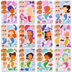 24 Sheets 9"x6" Make a face Stickers for Kids, Make Your Own Mermaid Stickers, Party Favors Kids Crafts, Goodie Bags Stuffers Classroom Activities 24 Sheets 9"x6" Make a face Stickers for Kids, Make Your Own Mermaid Stickers, Party Favors Kids Crafts, Goodie Bags Stuffers Classroom Activities