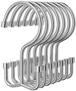 Shower Curtain Hooks, 12 Pcs Shower Curtain Rings, Durable Silver Shower Curtain Hooks Rust Proof, Shower Rings for Curtain, Free Sliding Anti-Drop Double Shower Hooks for Shower Curtain, Chrome Shower Curtain Hooks, 12 Pcs Shower Curtain Rings, Durable Silver Shower Curtain Hooks Rust Proof, Shower Rings for Curtain, Free Sliding Anti-Drop Double Shower Hooks for Shower Curtain, Chrome
