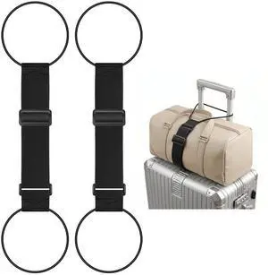 Luggage Connector Straps for Suitcases, Adjustable Add-a-Bag Belt 2 Pack | Multi-Use Strong Elastic Fastening Luggage Straps, Attach Carry-On, Backpack & Handbag, Hands Free Travel Essential, Black Luggage Connector Straps for Suitcases, Adjustable Add-a-Bag Belt 2 Pack | Multi-Use Strong Elastic Fastening Luggage Straps, Attach Carry-On, Backpack & Handbag, Hands Free Travel Essential, Black