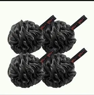 Bath Loofah Sponge 4 Pack, Exfoliating Shower Pouf for Women & Men, Soft Mesh Body Scrubber for Deep Cleansing, Rich Lather, Dead Skin Removal, Black, 60g Each Bath Loofah Sponge 4 Pack, Exfoliating Shower Pouf for Women & Men, Soft Mesh Body Scrubber for Deep Cleansing, Rich Lather, Dead Skin Removal, Black, 60g Each