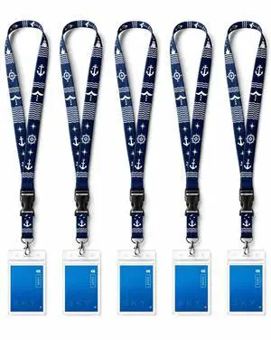 5 Pack Cruise Lanyards for Ship Cards, Cruise Essentials | 2026 Cruise Lanyard with Waterproof Holder & Detachable Buckle for Carnival, Royal Caribbean & NCL, Nautical Navy Blue 5 Pack Cruise Lanyards for Ship Cards, Cruise Essentials | 2026 Cruise Lanyard with Waterproof Holder & Detachable Buckle for Carnival, Royal Caribbean & NCL, Nautical Navy Blue