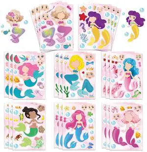 24 Sheets Make Your Own Mermaid Stickers, Make a Face Sticker for Girls | Mermaid Birthday Party Favors , Mermaid decoration Classroom Teacher Rewards, Art Craft Supplies 24 Sheets Make Your Own Mermaid Stickers, Make a Face Sticker for Girls | Mermaid Birthday Party Favors , Mermaid decoration Classroom Teacher Rewards, Art Craft Supplies
