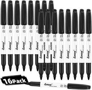 Fine Point Permanent Markers Bulk, 16 Count for Writing, Drawing, Waterproof, Quick Drying, No Smudge, Fade Resistant, on Plastic, Glass, Metal, Paper, Office School Home Use, Black Fine Point Permanent Markers Bulk, 16 Count for Writing, Drawing, Waterproof, Quick Drying, No Smudge, Fade Resistant, on Plastic, Glass, Metal, Paper, Office School Home Use, Black