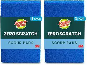 Zero Scratch Scour Pad, 3 Scrubbing Pads, Non-Scratch Scouring Pads for Kitchen and Dish Cleaning (Pack of 2) Zero Scratch Scour Pad, 3 Scrubbing Pads, Non-Scratch Scouring Pads for Kitchen and Dish Cleaning (Pack of 2)