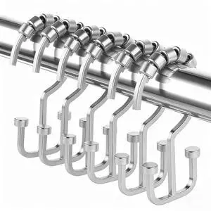 Shower Curtain Hooks Rings, 12 Pcs Rust Resistant Metal Double Glide Shower Hooks for Bathroom Shower Rods Curtains (Chrome) Shower Curtain Hooks Rings, 12 Pcs Rust Resistant Metal Double Glide Shower Hooks for Bathroom Shower Rods Curtains (Chrome)