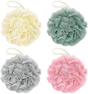 Bath Loofah Sponge, 60G Shower Loofah 4 Count Luffa Pack | Exfoliating Body Scrubber Sponge for Women and Men, Rich Lather Soft Mesh Pouf Ball Bathroom Essentials (Light Color) Bath Loofah Sponge, 60G Shower Loofah 4 Count Luffa Pack | Exfoliating Body Scrubber Sponge for Women and Men, Rich Lather Soft Mesh Pouf Ball Bathroom Essentials (Light Color)