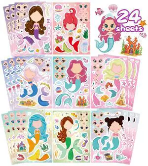 Mermaid Stickers for Kids, Make Your Own Mermaid Stickers, Ocean Party | 24 Sheets Make A Mermaid Stickers Party Favors, Classroom Teacher Rewards,Mermaid Themed Art Craft Supplies Mermaid Stickers for Kids, Make Your Own Mermaid Stickers, Ocean Party | 24 Sheets Make A Mermaid Stickers Party Favors, Classroom Teacher Rewards,Mermaid Themed Art Craft Supplies