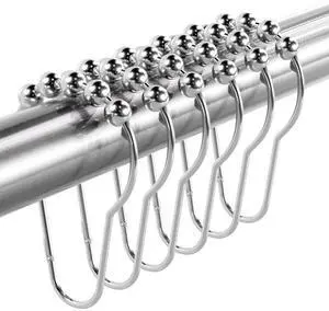 Shower Curtain Hooks Rings, Rust-Resistant Metal Shower Curtain Hooks for Bathroom Shower Rods Shower Hooks Shower Rings for Curtain - Set of 12, Chrome Shower Curtain Hooks Rings, Rust-Resistant Metal Shower Curtain Hooks for Bathroom Shower Rods Shower Hooks Shower Rings for Curtain - Set of 12, Chrome