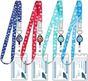 4 Pack Cruise Lanyard for Ship Cards, Cruise Essentials 2026 | Retractable Badge Reels & Waterproof ID Badge Holders, Cruise Must Have for Carnival, Royal Caribbean, NCL 4 Pack Cruise Lanyard for Ship Cards, Cruise Essentials 2026 | Retractable Badge Reels & Waterproof ID Badge Holders, Cruise Must Have for Carnival, Royal Caribbean, NCL