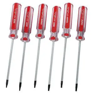 6Pc Security Torx Screwdriver Set T4-T9 Magnetic Cr-V | Magnetic Tips Hold Screws Firm, 3in Work Length, Cr-V Steel Wear-Resistant, Insulated Red Pvc Handle, Repair Diy Electronic 6Pc Security Torx Screwdriver Set T4-T9 Magnetic Cr-V | Magnetic Tips Hold Screws Firm, 3in Work Length, Cr-V Steel Wear-Resistant, Insulated Red Pvc Handle, Repair Diy Electronic