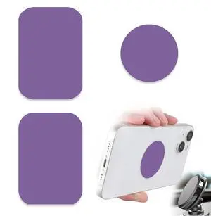 Phone Magnets for Back of Phone, Universal Metal Plates, 2 Rectangular and 2 Round with Adhesive, car Phone Magnets (Purple) Phone Magnets for Back of Phone, Universal Metal Plates, 2 Rectangular and 2 Round with Adhesive, car Phone Magnets (Purple)