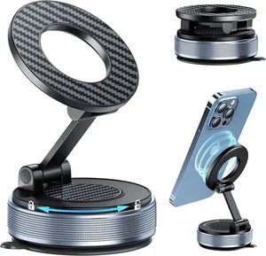 Car Phone Holder for Magsafe, Suction Cup Phone Mount 360° Adjustable Vacuum Magnetic Phone Holder, Cell Phone Holders for Your Car Compatible with iPhone 17 Pro Max 16 15 14 13 12 (Carbon Black) Car Phone Holder for Magsafe, Suction Cup Phone Mount 360° Adjustable Vacuum Magnetic Phone Holder, Cell Phone Holders for Your Car Compatible with iPhone 17 Pro Max 16 15 14 13 12 (Carbon Black)