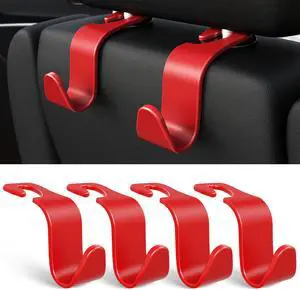 4-Pack Car Headrest Hooks Holds 55lbs Seat Storage Organizer for Bags | Durable ABS Material, 360° Rotating, Car Hanger for Backpack Umbrella Water Bottle Coat Purses Handbags Groceries, Red 4-Pack Car Headrest Hooks Holds 55lbs Seat Storage Organizer for Bags | Durable ABS Material, 360° Rotating, Car Hanger for Backpack Umbrella Water Bottle Coat Purses Handbags Groceries, Red