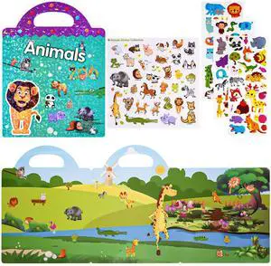 Reusable Puffy Sticker Book,Animals Jelly Stickers Educational Toy | 88 pcs Reusable Sticker,Waterproof Jelly Stickers, Portable Travel Toys,Educational Sensory Learning Toy,Gift for Boy Girl Reusable Puffy Sticker Book,Animals Jelly Stickers Educational Toy | 88 pcs Reusable Sticker,Waterproof Jelly Stickers, Portable Travel Toys,Educational Sensory Learning Toy,Gift for Boy Girl