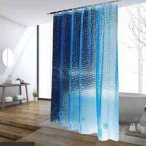 Blue Shower Curtain Liner, 100% Waterproof EVA 3D Shower Curtains with 3 Duty Heavy Bottom Magnets and 12 Rust Proof Grommets, 72x72 Weighted Shower Liner for Shower Stall, Bathtubs Blue Shower Curtain Liner, 100% Waterproof EVA 3D Shower Curtains with 3 Duty Heavy Bottom Magnets and 12 Rust Proof Grommets, 72x72 Weighted Shower Liner for Shower Stall, Bathtubs