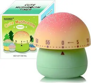 Mechanical Kitchen Timer, Cute Mushroom Timers for Kids, Wind Up 60 Minutes Manual Countdown Timer for Classroom, Home, Study and Cooking (Green Base) Mechanical Kitchen Timer, Cute Mushroom Timers for Kids, Wind Up 60 Minutes Manual Countdown Timer for Classroom, Home, Study and Cooking (Green Base)