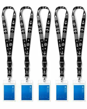5 Pack Cruise Lanyards for Ship Cards, Cruise Essentials | 2026 Cruise Lanyard with Waterproof Holder & Detachable Buckle for Carnival, Royal Caribbean & NCL, Nautical Black 5 Pack Cruise Lanyards for Ship Cards, Cruise Essentials | 2026 Cruise Lanyard with Waterproof Holder & Detachable Buckle for Carnival, Royal Caribbean & NCL, Nautical Black