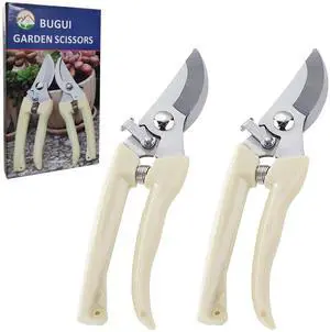 Bypass Garden Pruning Shears - 2 Pack, Ultra Lightweight Hand Pruners Make Cut Smooth & Clean, Professional Gardening Scissors for Cutting Live Flowers, Plants, Light Branches Bypass Garden Pruning Shears - 2 Pack, Ultra Lightweight Hand Pruners Make Cut Smooth & Clean, Professional Gardening Scissors for Cutting Live Flowers, Plants, Light Branches