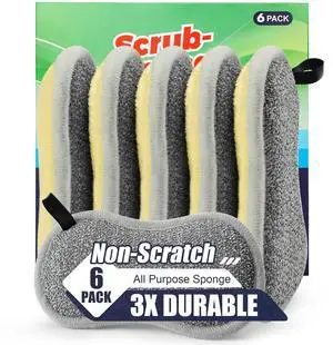 Dual Sided Multi-Purpose Sponges Kitchen,Non Scratch Dish Sponge for Washing Dishes Cleaning KitchenRough Scrubbers for Non-Stick Cookware, Soft Microfiber Scrub for Dishes(Yellow,6Pack) Dual Sided Multi-Purpose Sponges Kitchen,Non Scratch Dish Sponge for Washing Dishes Cleaning KitchenRough Scrubbers for Non-Stick Cookware, Soft Microfiber Scrub for Dishes(Yellow,6Pack)