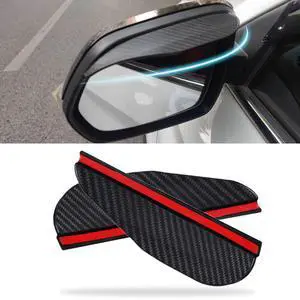 2Pcs Carbon Fiber Side Mirror Rain Visor Guard, Universal for Cars, Trucks and SUVs (Black) 2Pcs Carbon Fiber Side Mirror Rain Visor Guard, Universal for Cars, Trucks and SUVs (Black)