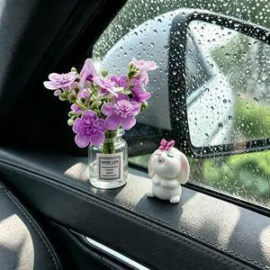 Set of 2 Cute Mini Bunny and Peach Blossom in Flower Vase Car Rearview Mirror Ornaments Funny Dashboard Decorations Kawaii Car Interior Accessories for Women Gifts Set of 2 Cute Mini Bunny and Peach Blossom in Flower Vase Car Rearview Mirror Ornaments Funny Dashboard Decorations Kawaii Car Interior Accessories for Women Gifts