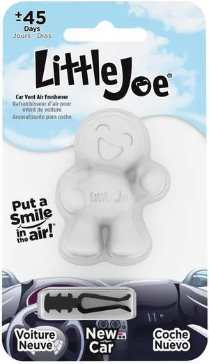 Little Joe 96401 New Car Scent Car Air Freshener Vent Clip, Fights Odors for up to 45 Days, Long-Lasting Freshness, Cute Car Odor Eliminator, Pack of 1 Little Joe 96401 New Car Scent Car Air Freshener Vent Clip, Fights Odors for up to 45 Days, Long-Lasting Freshness, Cute Car Odor Eliminator, Pack of 1